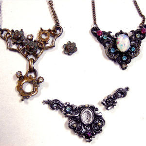 3pc Art Deco Ornate Bib Necklace Jewelry retro Lot